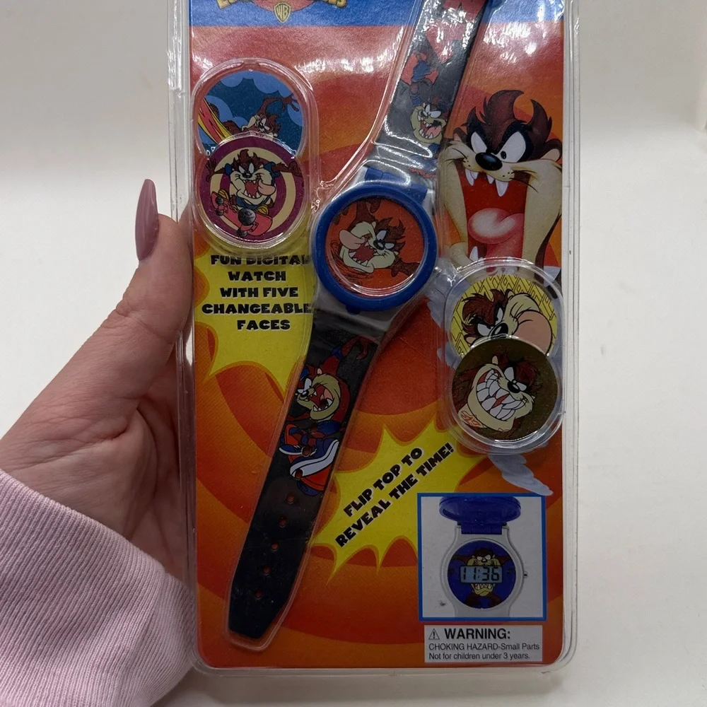 Vtg NWT NOS Looney Tunes Taz Digital Watch Interchangeable Collectible Untested